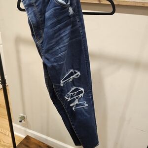 American Eagle Outfitters Blue Relaxed Jeans with Distressed Detailing
